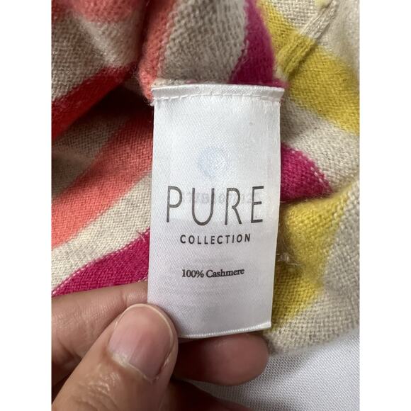 Pure Collection 100% Cashmere Womens Cardigan Size 6 Striped Sweater - Picture 6 of 9